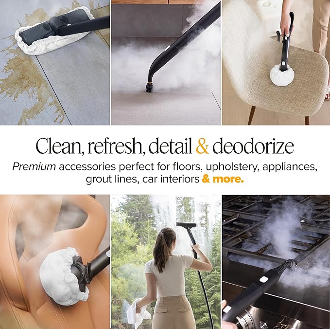 Dupray Steam Cleaning Pack Pro, 24-Piece Accessory Kit for Dupray Steam Cleaners, Microfiber Cloths & Bonnets, Nylon Brass Horsehair Stainless Brushes, Felt Storage Bag