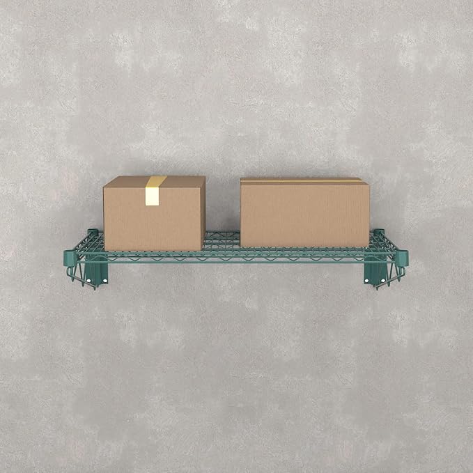 18" x 36" Green Epoxy Wire Wall Mount Shelf