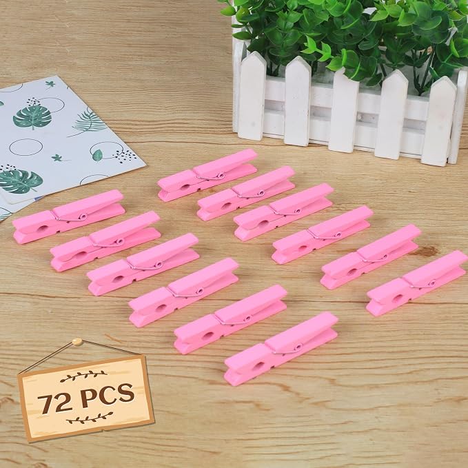 72 Pcs Colorful Wooden Clothes Pins, 2.9 Inch Clothes Pins - Image 5