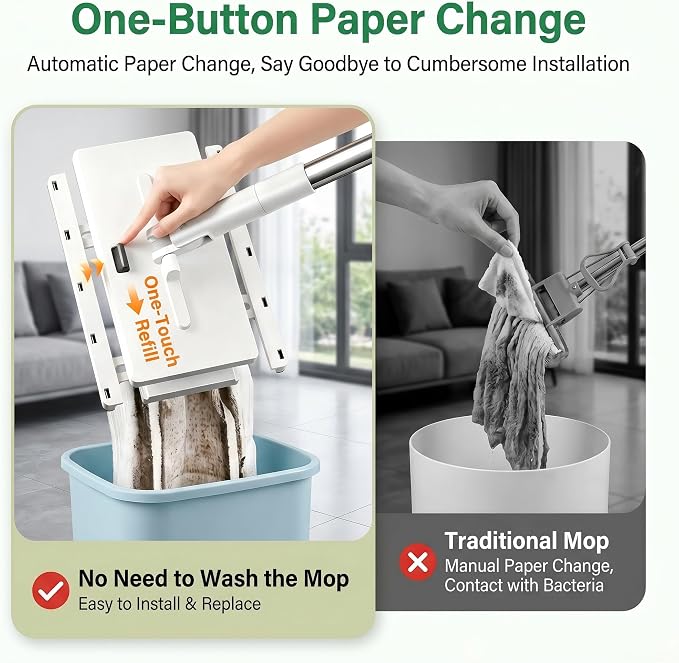 Snap Grip Mini Mop, Hands Free Flat Mop - Image 3