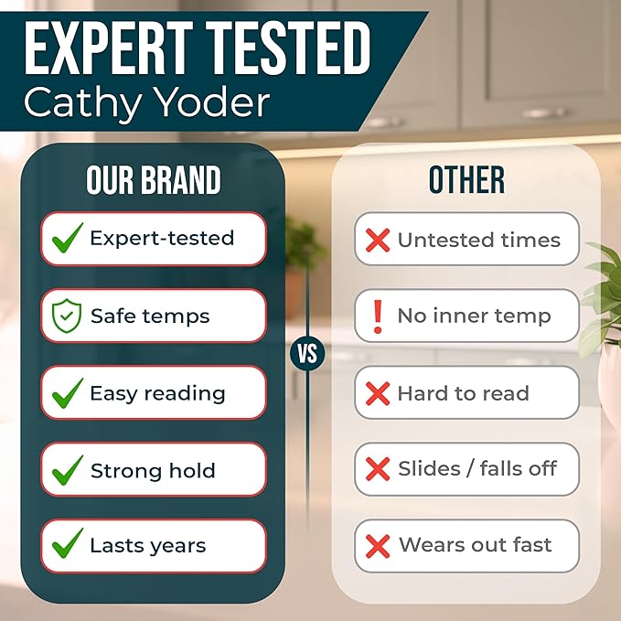 Cathy Yoder's Air Fryer Cheat Sheet Set, Air Fryer Accessories, AirFryer Cooking Guide Magnetic Cheat Sheet, AirFryer Cook Times Chart Magnet, Internal Food Temp for 80+ Popular Foods - Sand