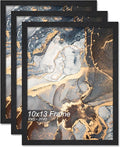 Engineered Wood 10x13 Picture Frame Set of 3, Black Frame for 10 x 13 Inch Picture Poster Photo, Light Weight 10 by 13 Frame with Wood-grain for Wall - 3 Pack/Black/10 x13