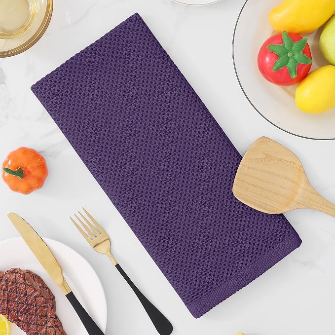 Homaxy 100% Cotton Waffle Weave Kitchen Dish Towels 8-Pack, Eggplant | 13 x 28 - Image 7