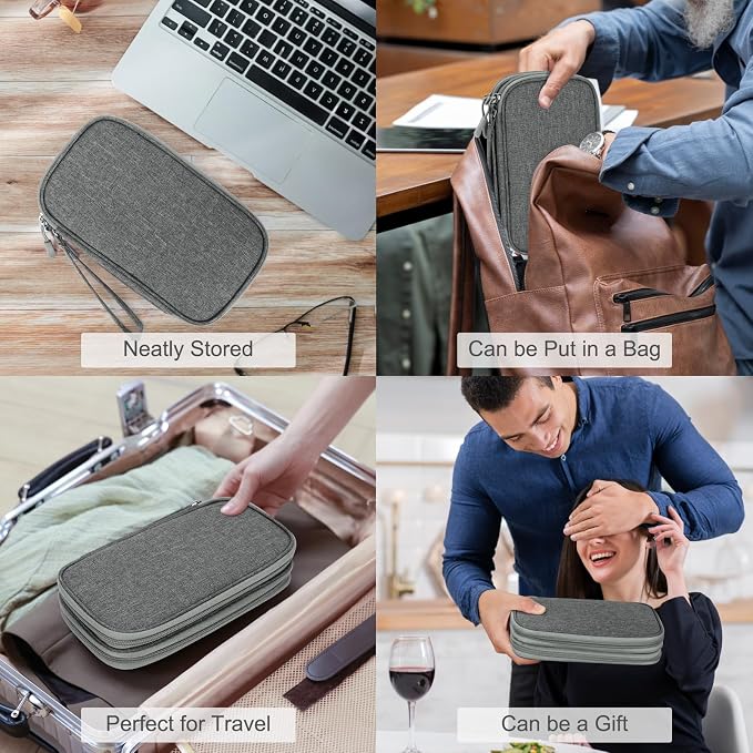 FYY Electronic Organizer, Travel Tech Pouch Bag, Dark Grey | Wrist Strap - Image 7