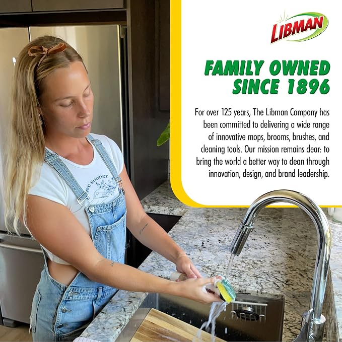 Libman Dishmatic I-Stand Dish Wand Kit, Scrub Brush, 3 Sponge Refills - Image 6