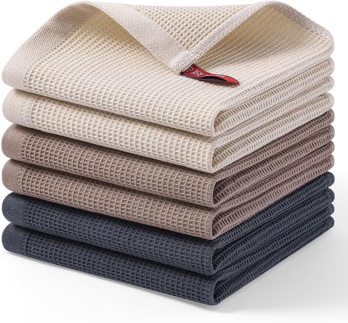 Homaxy 100% Cotton Waffle Weave Dish Cloths, 6 Pack by Homaxy