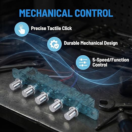 Range Hood Switch Button Replacement,5-Button Mechanical Control Panel, Size Matching Required,Manual Wiring Installation Required, Exact Size Match Needed for Traditional Push Hoods Only for Kitchen