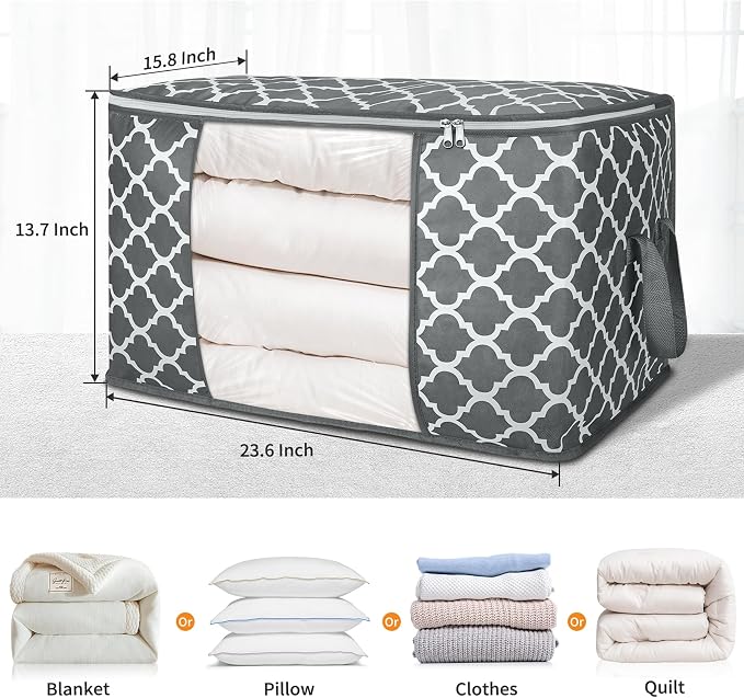 90L Large Storage Bags, 6 Pack Clothes Storage Bins Closet Organizers | - Image 2