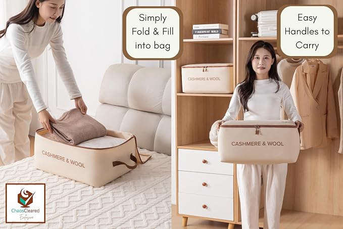 100% Cotton Cashmere & Wool Storage Bag – Breathable Sweater Storage Bag - Image 3
