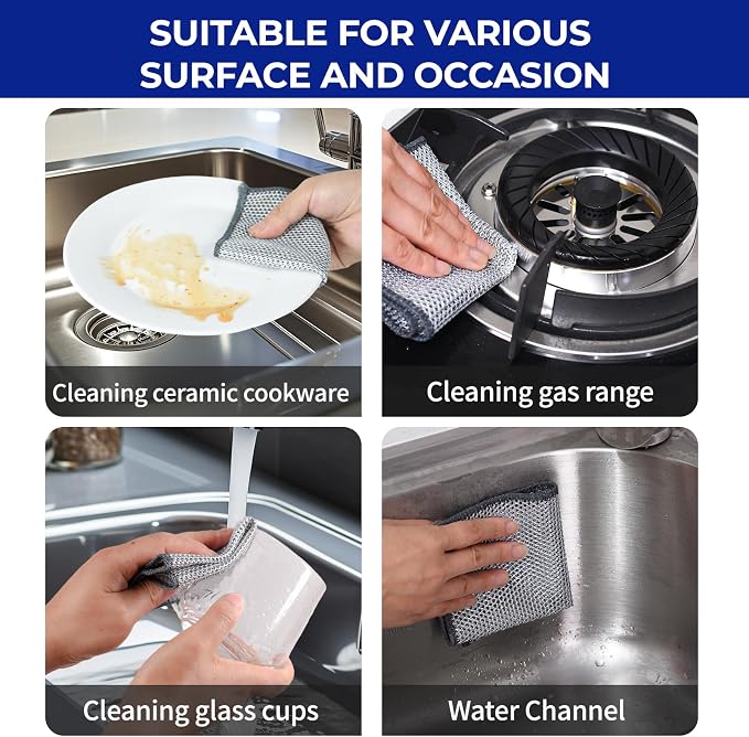 Wangjinpeng 24PK 3-Layer Non-Scratch Wire Dishcloths, 7.87 x 7.87 in - Image 3