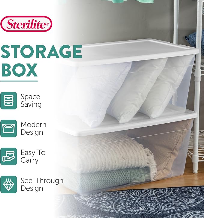 Sterilite Storage Box, Stackable Clear Plastic Bins, 90 Quart - Image 2
