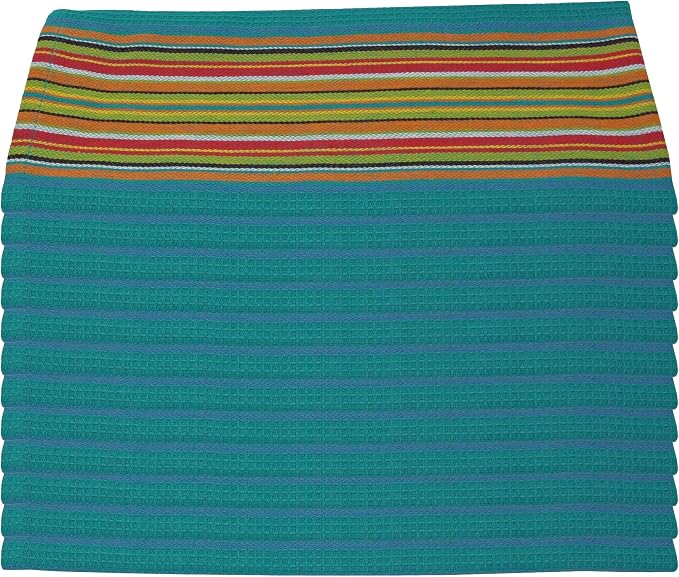 Kitchen Dish Towels Salsa Stripe | 100% Natural Absorbent Cotton Salsa Towels | by AuntiEmsKitchen