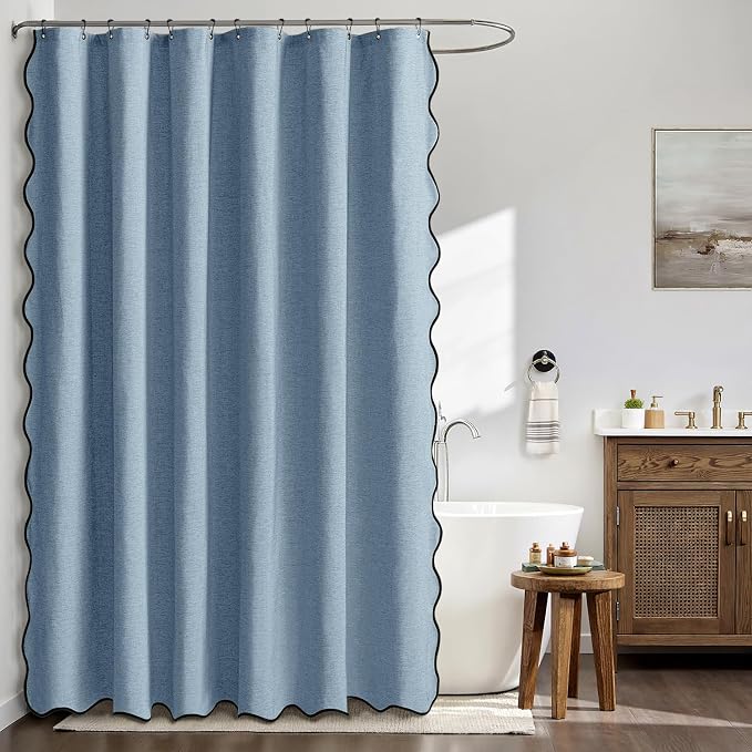 MIULEE 72"x84" Extra Long Scalloped Shower Curtain Moonlight Blue - Image 2