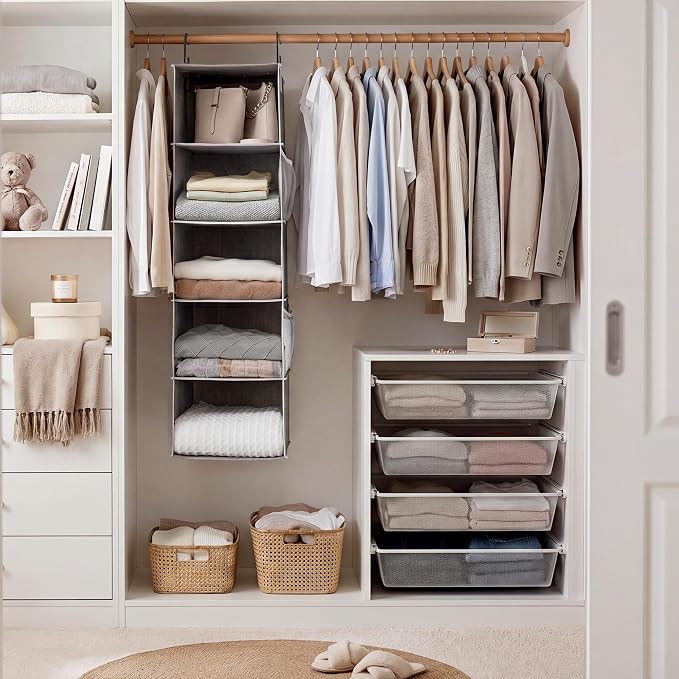 StorageWorks Hanging Closet Organizer, 5-Shelf Hanging Shelves - Image 2