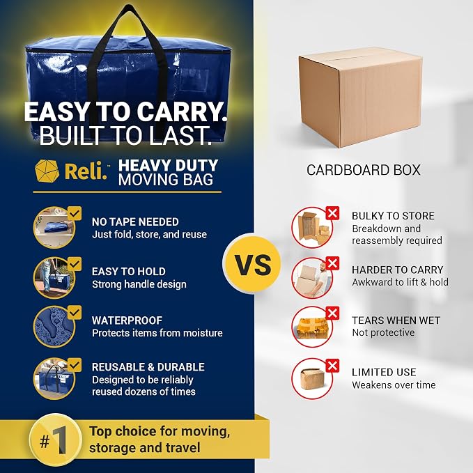 Reli. Moving Bags Heavy Duty Blue, Extra Large Totes | - Image 5