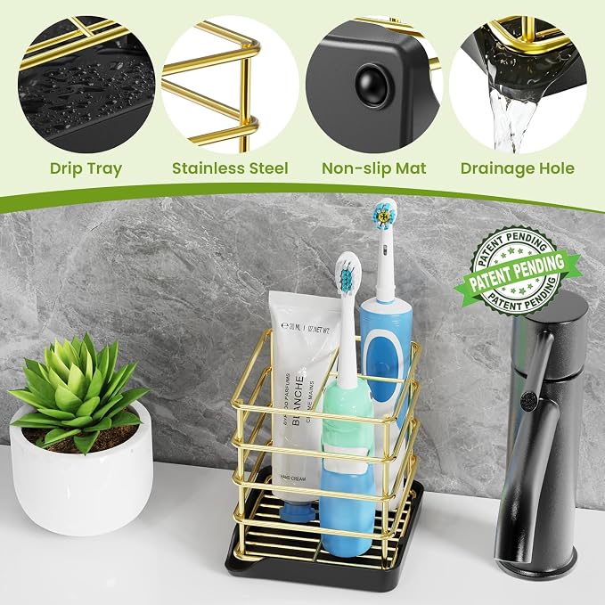 Toothbrush Holders for Bathroom, Stainless Steel, Detachable, 3 Slot | Easy to - Image 6