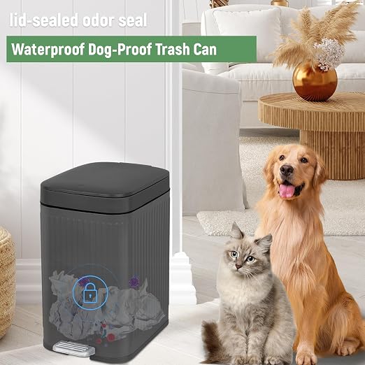 Small Bathroom Trash Can with Lid, 1.9 Gallon Slim Soft Close Step, Kitchen & - Image 6