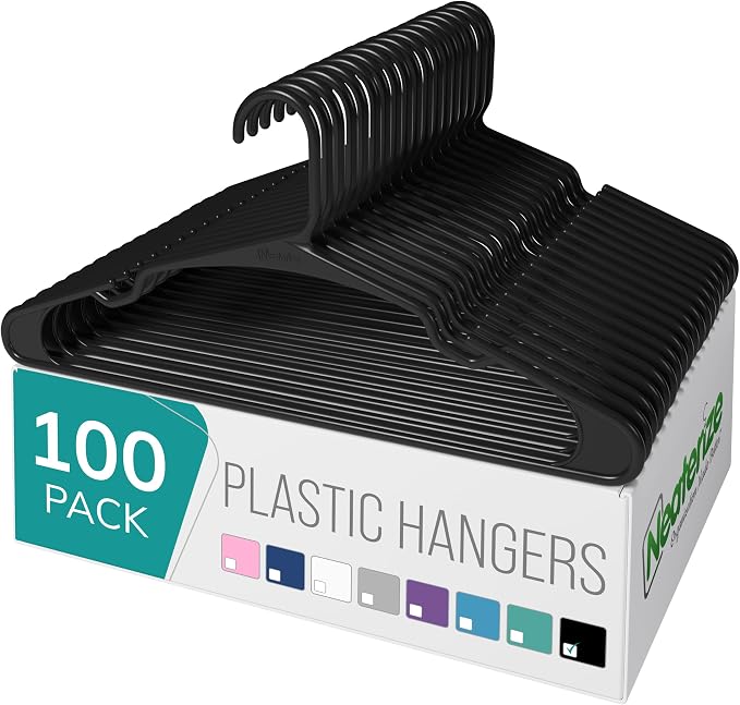 NEATERIZE Clothes Hangers Plastic 100 Pack by Neaterize