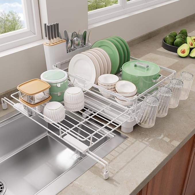 Runnatal Large Dish Drying Rack, Extendable Dish Rack Over Sink | Stainless by Runnatal