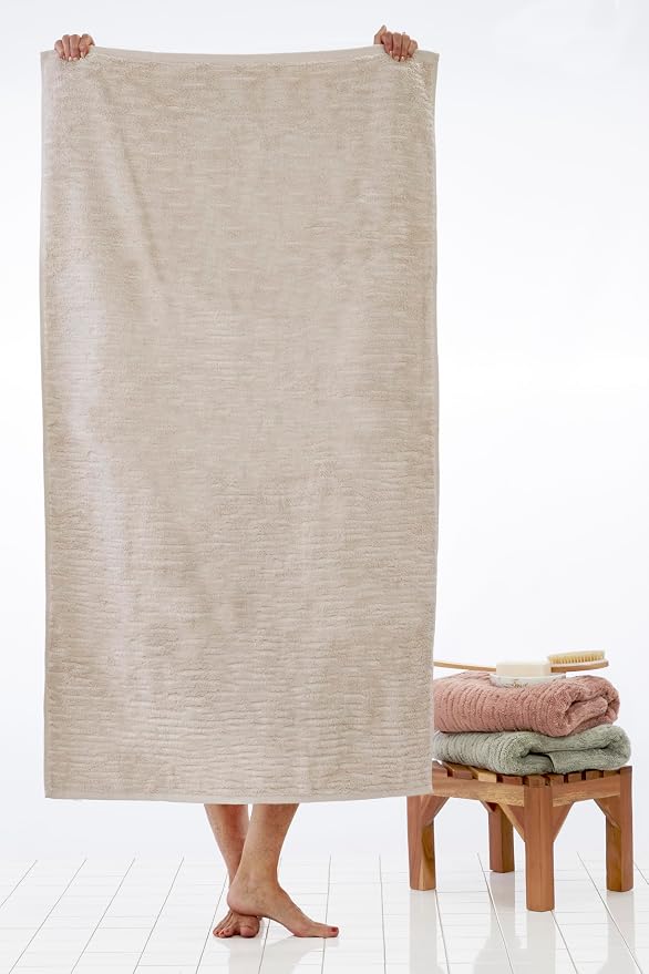 SKL Home CloudSoft Bath Towel Set, 100% Cotton Luxury, Oatmeal | 2 Bath towels - Image 3