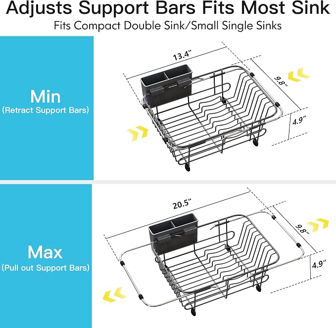 JASIWAY Gray Dish Drying Rack in Sink - Image 4
