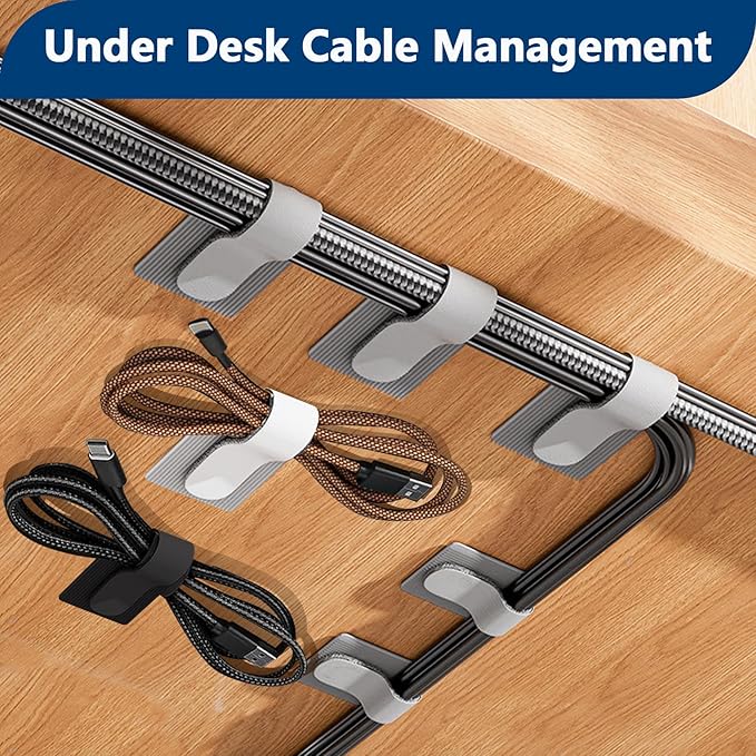 Abnii 50 PCS Hook and Loop Cable Ties, Under Desk Cable Management, Sticky-Back - Image 2