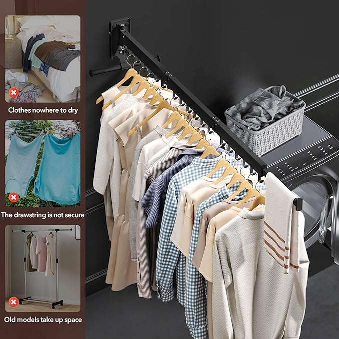 ZdwCyl Wall Mounted Clothes Hanger, Clothes Drying Rack, Laundry Drying Rack - Image 5