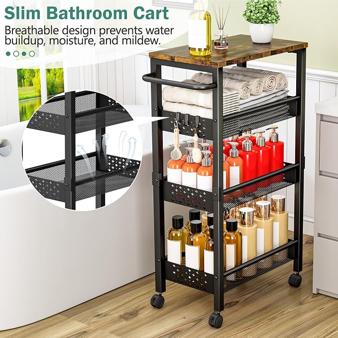 Vivihomety 4-Tier Laundry Utility Rolling Cart - Image 3