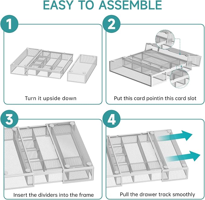 Expandable Desk Drawer Organizer, 10 Adjustable Compartments, expands from 8.74 - Image 3