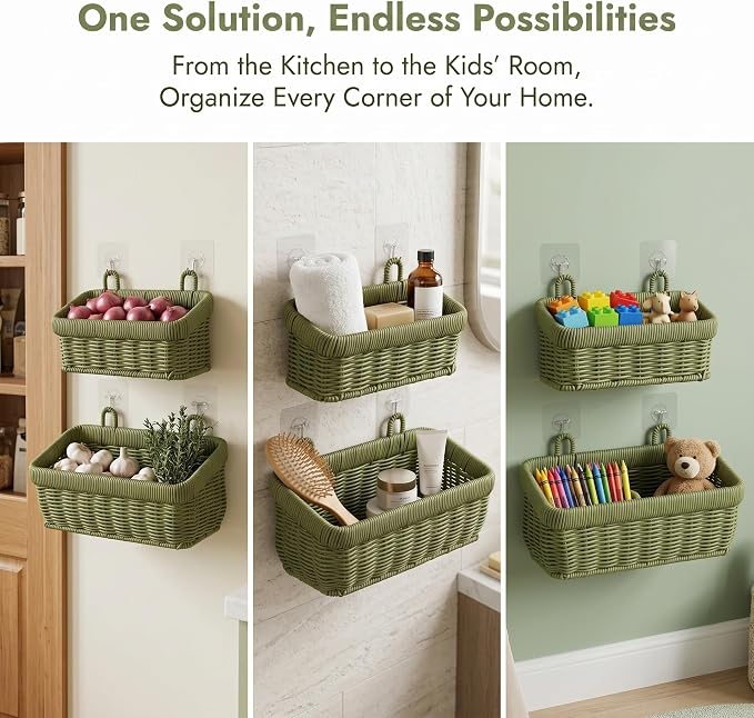 Wall Baskets, Hanging Wicker Baskets - Image 2