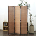 3 Panel Bamboo Room Divider and Folding Panel Screen,Bamboo Panel Divider for Room Separation,Brown,67" H x 46" W