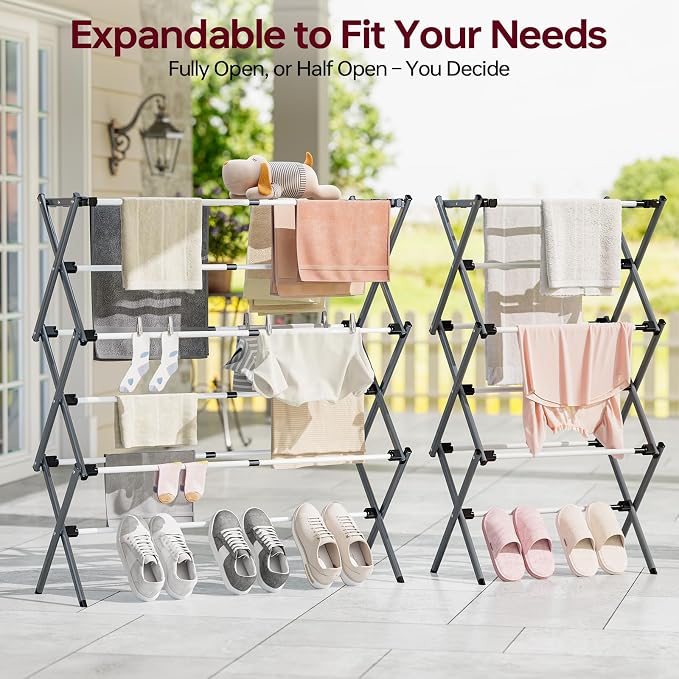 Large Clothes Drying Rack, 14.57" D × 44.88" H | Foldable & Extendable - Image 6