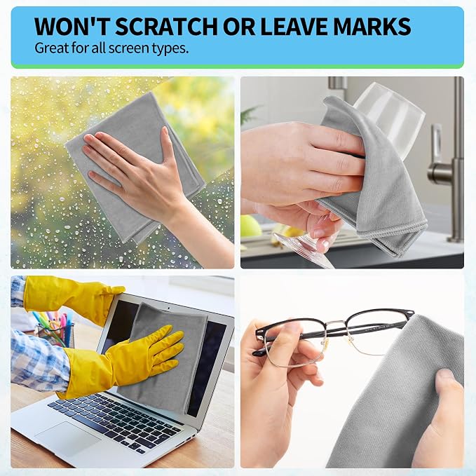 Microfiber Cleaning Cloth, 12 Pack Window Glasses Cleaning Cloth, Reusable - Image 8