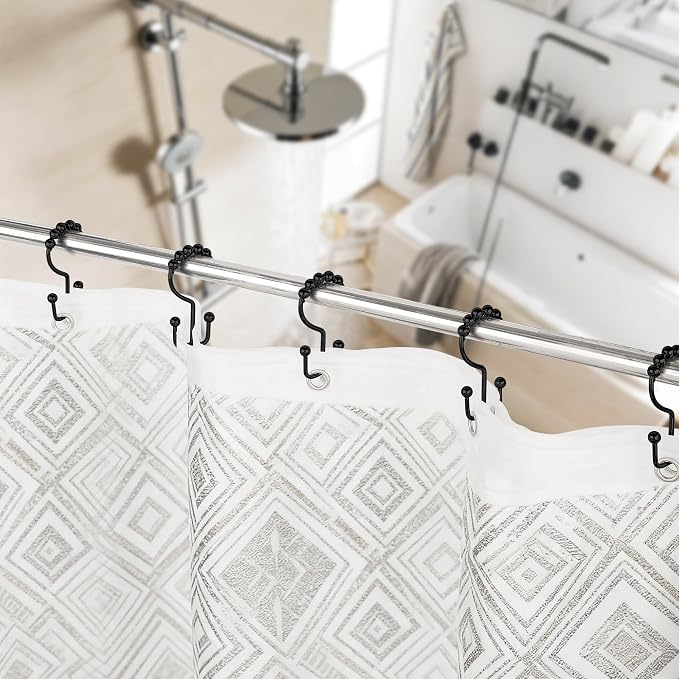 Resze 12 Pcs Shower Curtain Hooks, Metal Double Shower Curtain Rings - Image 5