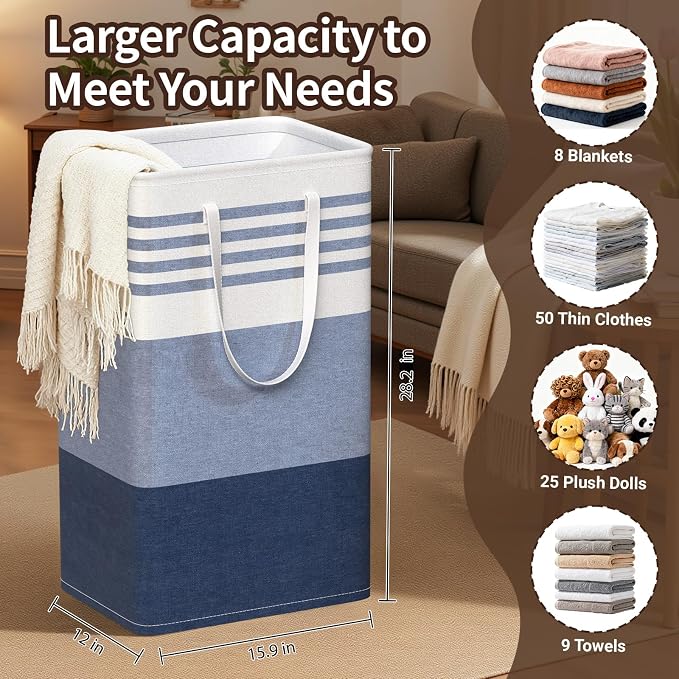 WOWBOX 2 Pack Laundry Baskets, Collapsible Dirty Clothes Laundry Hampers - Image 2