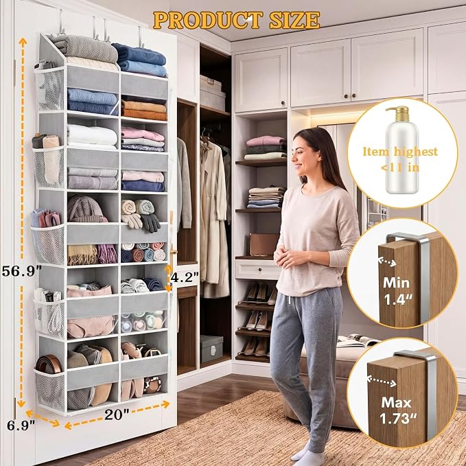 5-Tier Over Door Organizer, 10-Compartment Wide Storage Rack | 20" wide - Image 4