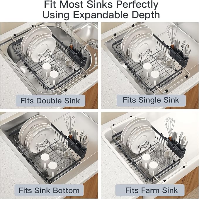 Grey Dish Drying Rack Over The Sink - Image 4