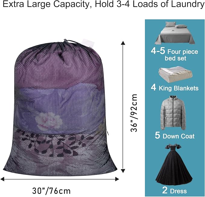 Polecasa 2 Pack Heavy Duty Diamond Mesh Laundry Bag - Image 3