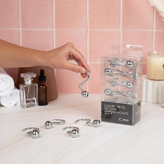 Luxury S Shower Curtain Hooks Hotel Quality Silver Chrome Finish | Bathroom - Image 3