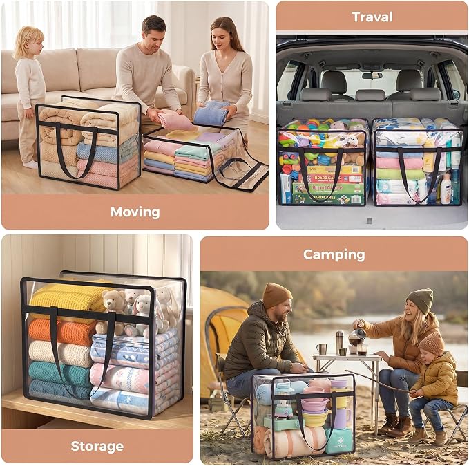 6 Pack Clear Storage Bags for Clothes, 45L Closet Organizers and Storage | - Image 6