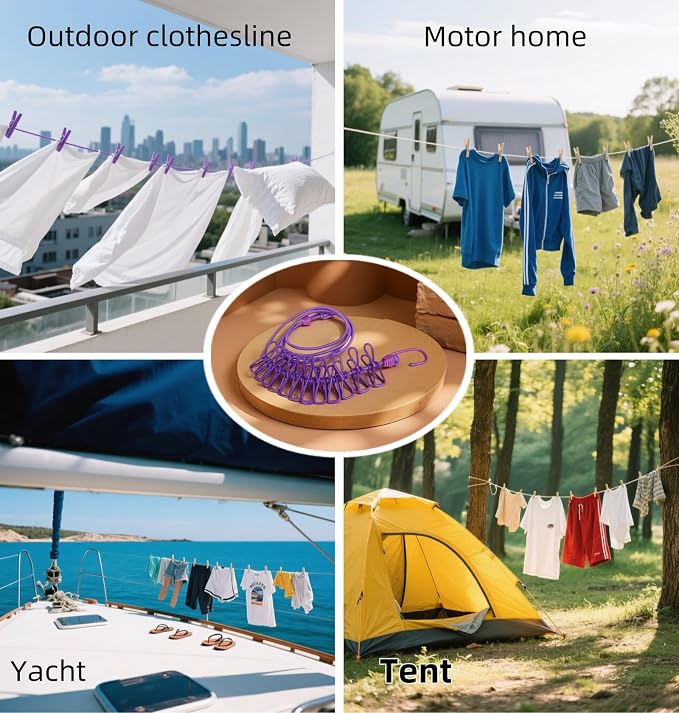 Portable Clothesline with 12 Clips - Image 6
