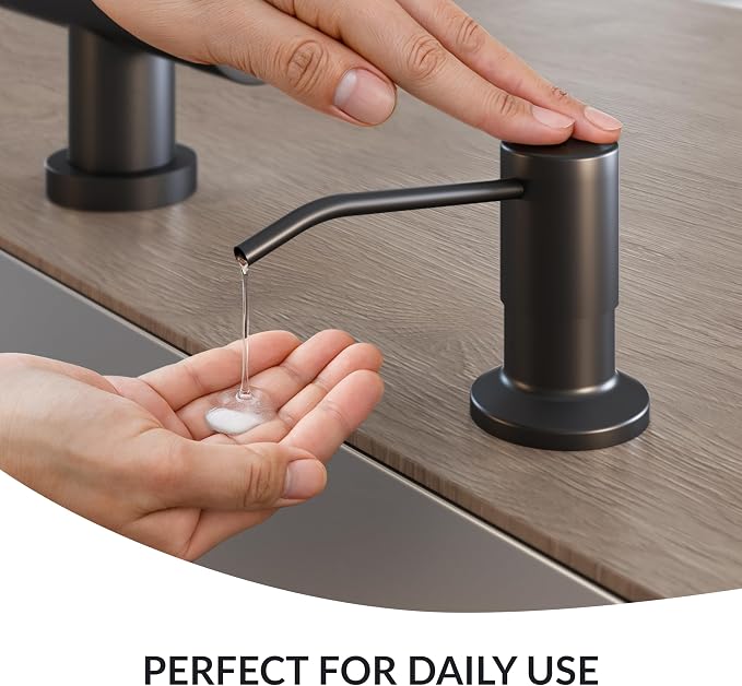 Soap Dispenser for Kitchen Sink, Matte Black Stainless Steel Countertop Dish - Image 2