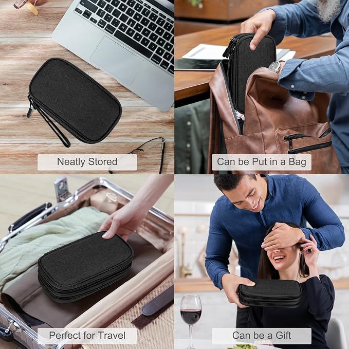 FYY Electronic Organizer, Travel Tech Pouch Bag, Cable Organizer Black | Wrist - Image 7