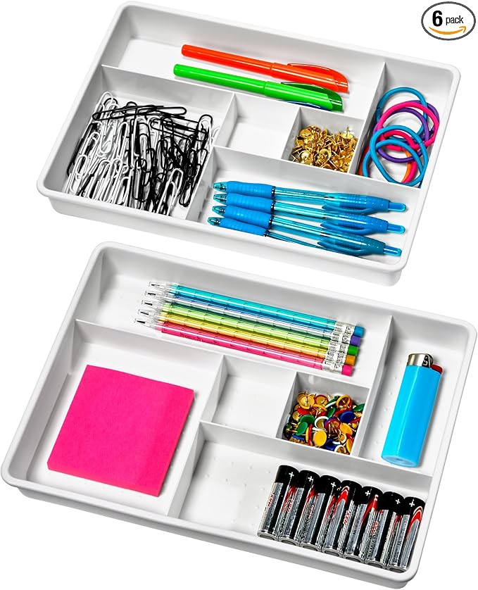 madesmart Plastic 6-Compartment Drawer Organizer Gadget Trays by madesmart%C2%AE