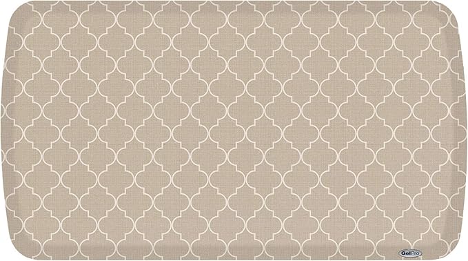 GelPro Elite Premier Anti-Fatigue Kitchen Comfort Floor Mat, 20x48”, Trellis Khaki Stain Resistant Surface with Therapeutic Gel and Energy-Return Foam for Health and Wellness