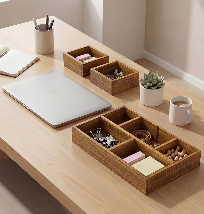 KOCWELL Bamboo Desk Drawer Organizer - Image 7