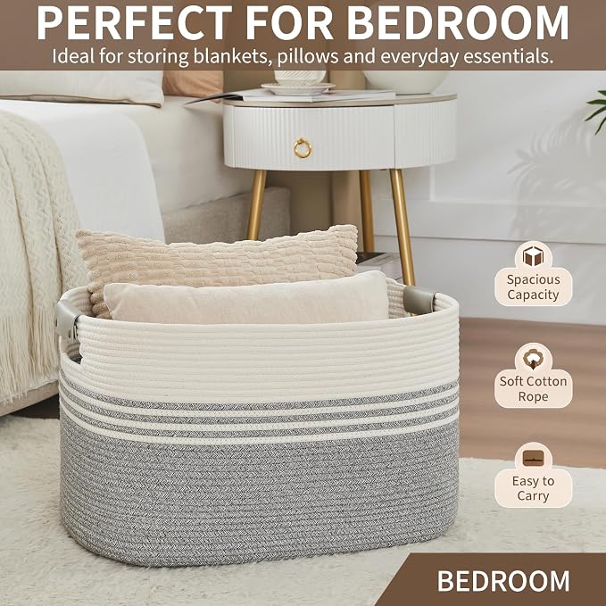 Laundry Hamper with Handles, 72L Rope Laundry Basket - Image 6