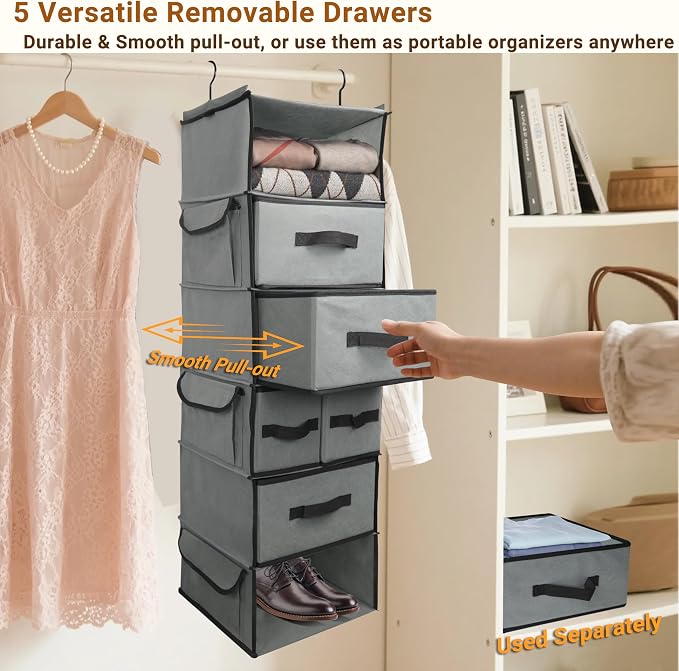 Durable 6-Tier hanging closet organizer - Image 5
