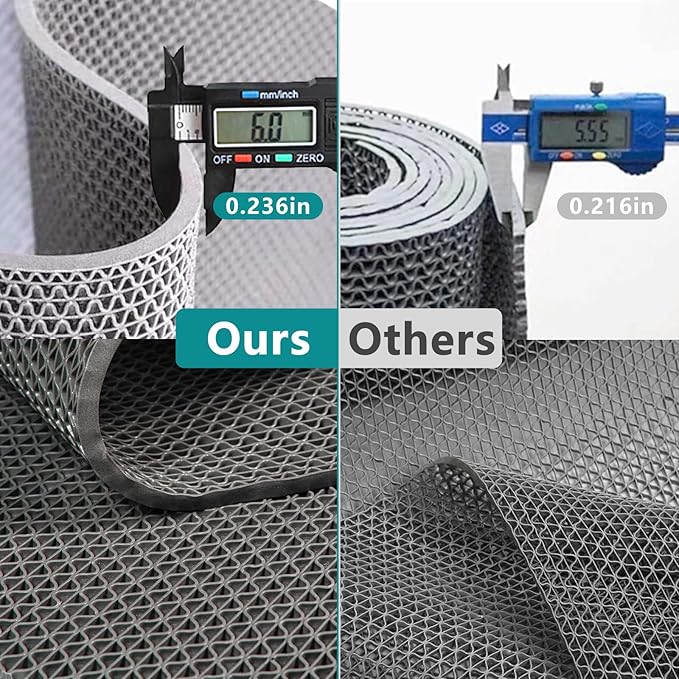 WochiTV Non Slip Drainage Mats PVC Pool Floor Mat 0.23'' Thick Outdoor Indoor Parking Space Mat for Bathroom Garage Basement Backyard Commercial Kitchen 3x3.3Ft, Grey