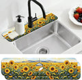 2 Pcs Kitchen Sink Splash Guard Faucet Mat Oil Painting of Sunflowers Pattern by CONCHLERY%E6%97%97%E8%88%B0%E5%BA%97